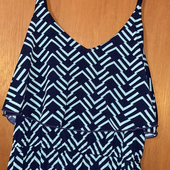 •TRIXXI•NAVY AND MINT TURQUOISE BOHO RUFFLE CHEST MAXI DRESS SIZE MEDIUM EUC - Picture 7 of 12